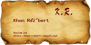 Khon Róbert névjegykártya